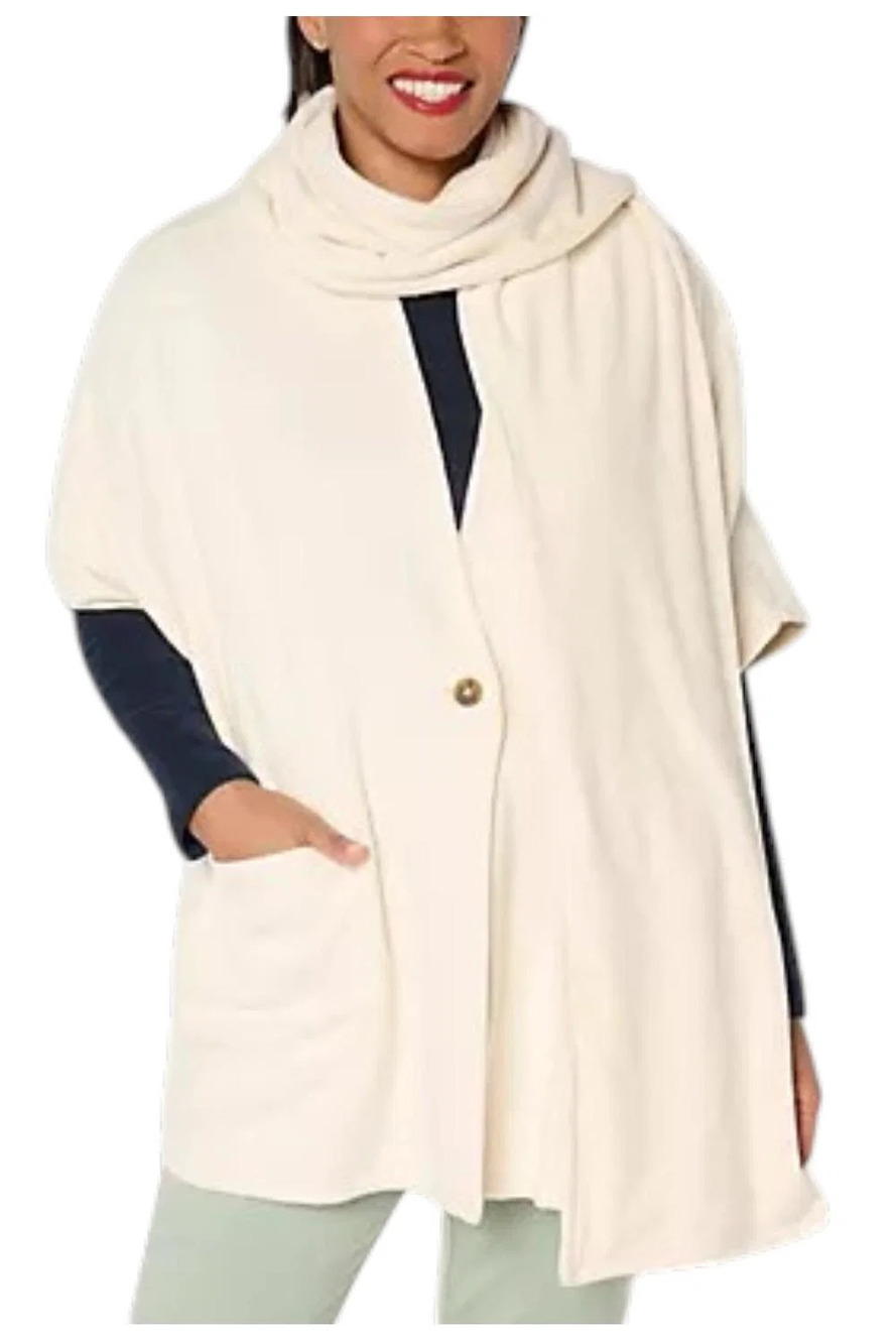 Cuddl Duds Women's Fleecewear w/ Stretch Wrap w/ Rmovable Scarf Albstr